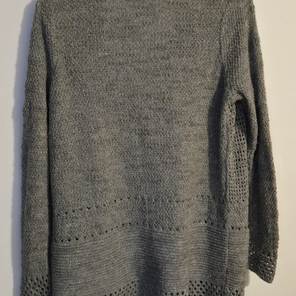 Gray Open-Front Knit Sweater Size 1 =1x - Picture 3 of 9